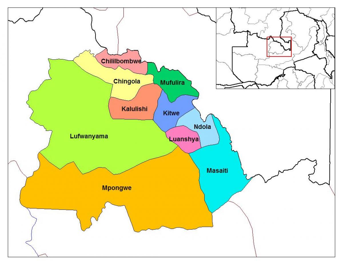 ਨਕਸ਼ਾ ਦੇ copperbelt ਸੂਬੇ Zambia
