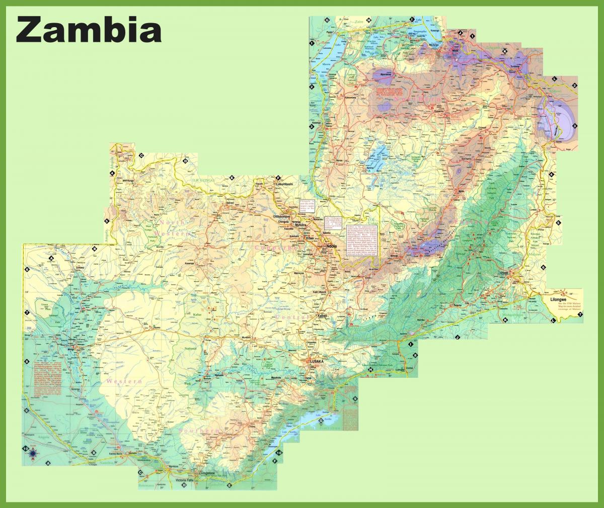 Zambia ਆਬਾਦੀ ਦੀ ਘਣਤਾ ਦਾ ਨਕਸ਼ਾ