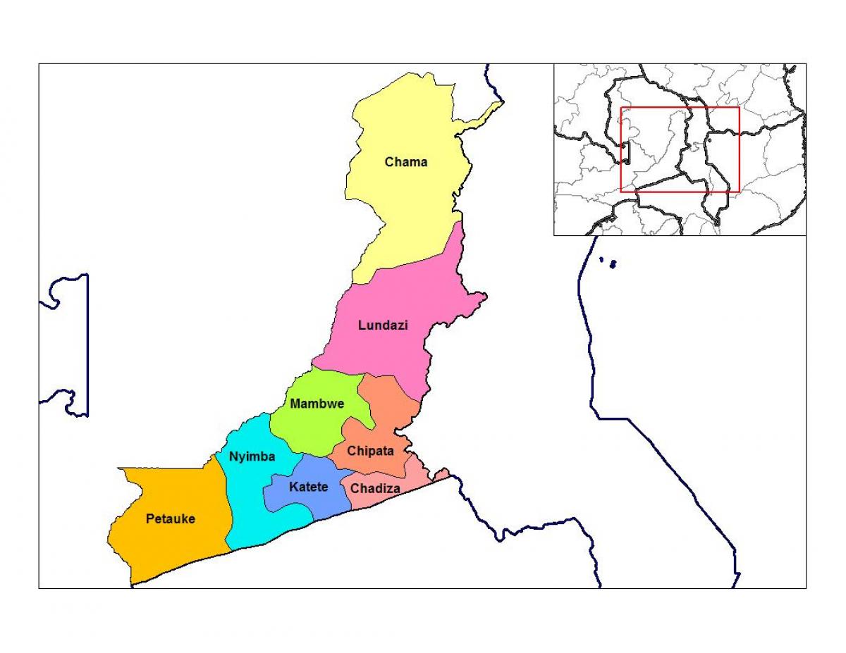 ਨਕਸ਼ਾ ਦੇ ਪੂਰਬੀ ਸੂਬੇ Zambia