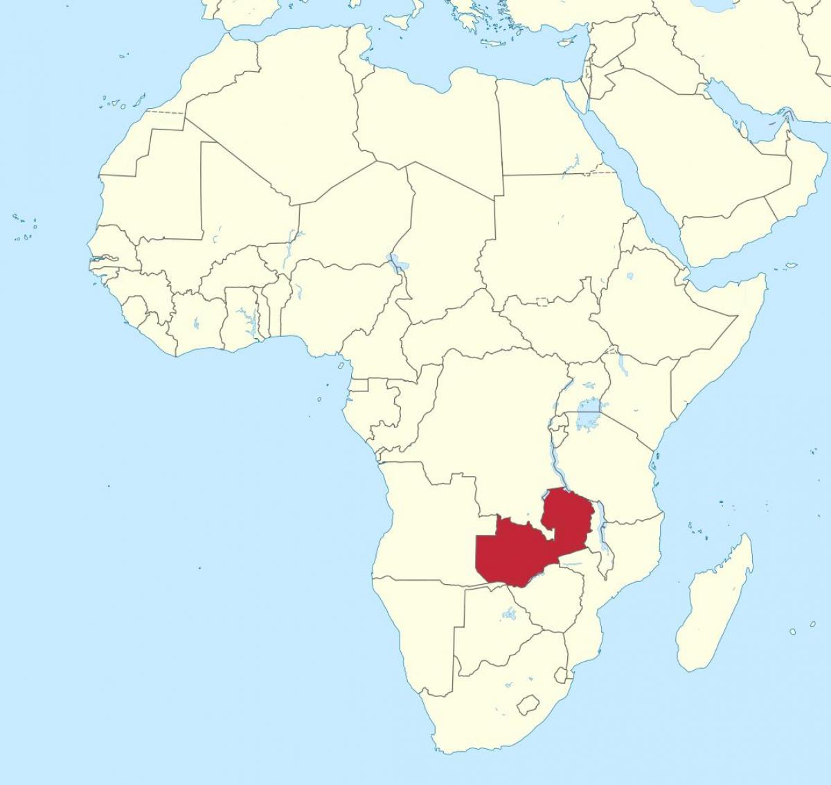 ਨਕਸ਼ਾ ਦੇ ਅਫਰੀਕਾ ਦਿਖਾ Zambia